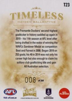 2019 Select Dominance - Timeless #T23 Hayden Ballantyne Back